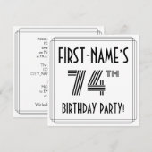 Art Deco geïnspireerd op de 74e verjaardag, aangep Kaart (Voorkant / Achterkant)