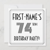 Art Deco geïnspireerd op de 74e verjaardag, aangep Kaart (Voorkant)