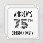 Art Deco geïnspireerd op de 75e verjaardag, aangep Kaart (Voorkant / Achterkant)