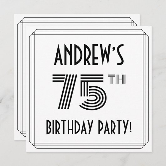 Art Deco geïnspireerd op de 75e verjaardag, aangep Kaart (Voorkant / Achterkant)