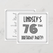 Art Deco Geïnspireerd op de 76e verjaardag, aangep Kaart (Voorkant / Achterkant)