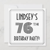 Art Deco Geïnspireerd op de 76e verjaardag, aangep Kaart (Voorkant)