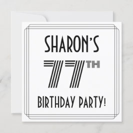 Art Deco geïnspireerd op de 77e verjaardag, aangep Kaart