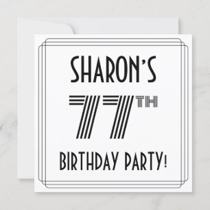 Art Deco geïnspireerd op de 77e verjaardag, aangep Kaart