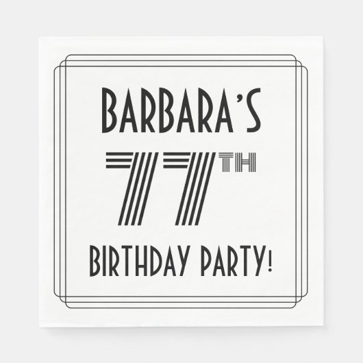 Art Deco geïnspireerd op de 77e verjaardag, aangep Servet (Voorkant)