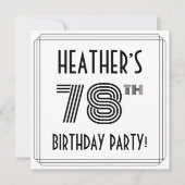 Art Deco geïnspireerd op de 78e verjaardag, aangep Kaart (Voorkant)