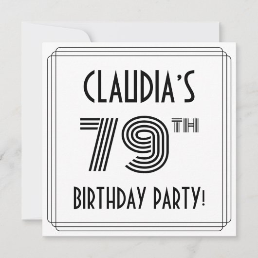 Art Deco geïnspireerd op de 79e verjaardag, aangep Kaart (Voorkant)