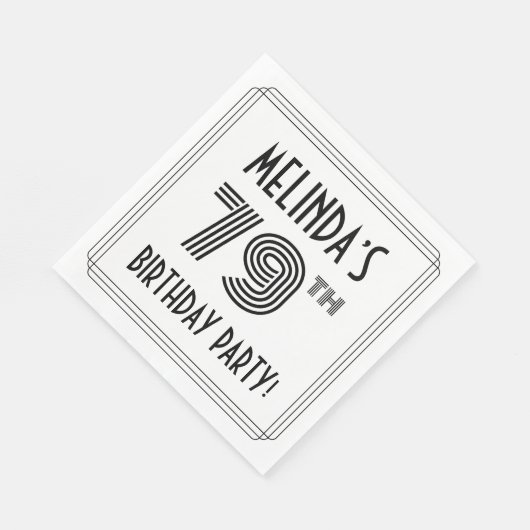 Art Deco geïnspireerd op de 79e verjaardag, aangep Servet (Hoek)