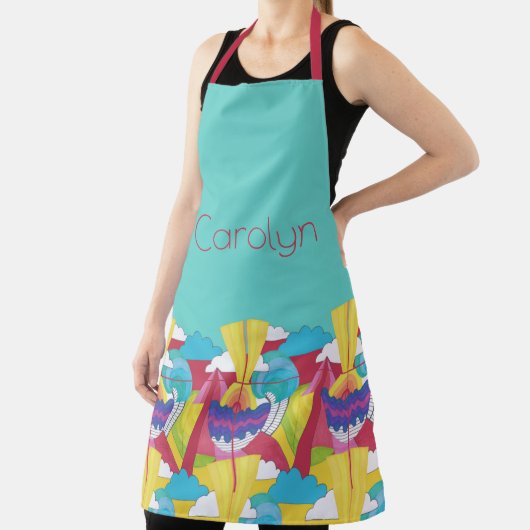 Art Deco geïnspireerd, op turkoois, jouw naam Schort (Insitu)