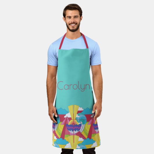 Art Deco geïnspireerd, op turkoois, jouw naam Schort (Gedragen)