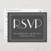 Art Deco Geïnspireerd "RSVP" Briefkaart (Voorkant / Achterkant)