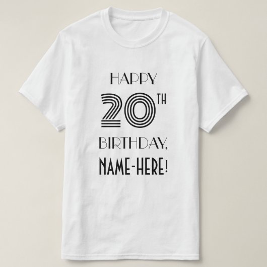 Art Deco Geïnspireerd Shirt 20th Birthday Party (Design voorkant)