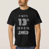 Art Deco geïnspireerd stijl 13e verjaardagsfeestje T-shirt (Voorkant)