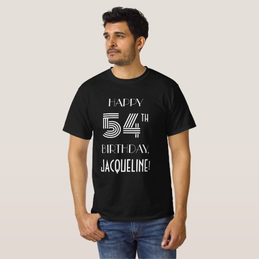 Art Deco geïnspireerd stijl 54e verjaardagsfeestje T-shirt (Voorkant volledig)