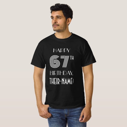 Art Deco geïnspireerd stijl 67e verjaardagsfeestje T-shirt (Voorkant volledig)