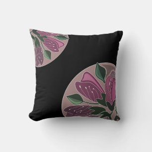 Art Deco Geïnspireerd zwart en roze mosterd Kussen