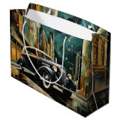  Art Deco-geïnspireerde auto onder maanlicht Groot Cadeauzakje (Achterkant Gekanteld)
