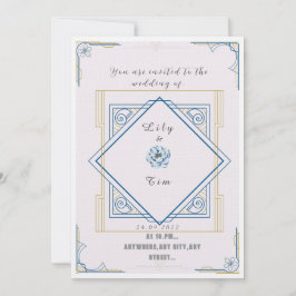 Art deco geïnspireerde bruiloft uitnodiging