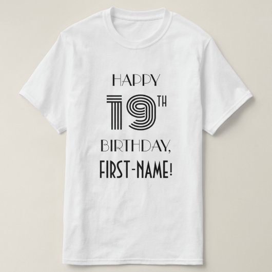 Art Deco geïnspireerde look 19e verjaardagsfeest S T-shirt (Design voorkant)