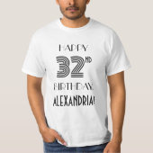 Art Deco geïnspireerde look 32e verjaardagsfeestje T-shirt (Voorkant)