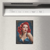Art-Deco geïnspireerde Redhead Pin-Up Magneet (Insitu (Vaatwasser))