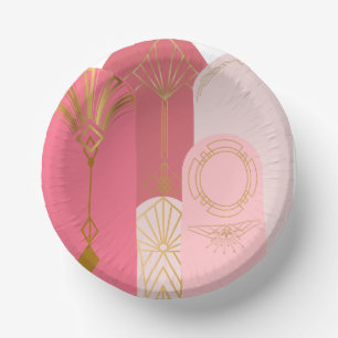 Art-Deco Geïnspireerde Roze tinten sturen goud Papieren Kommen