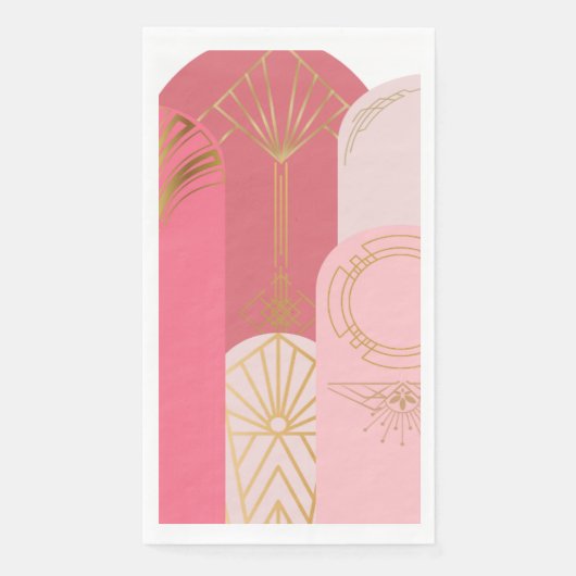 Art-Deco Geïnspireerde Roze tinten sturen goud Servet (Voorkant)