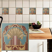 Art Deco gekroonde structuur keramische tegel Tegeltje