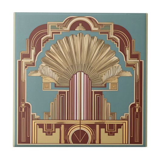 Art Deco gekroonde structuur keramische tegel Tegeltje (Voorkant)