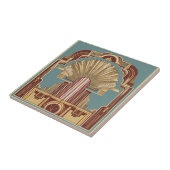 Art Deco gekroonde structuur keramische tegel Tegeltje (Zijkant)