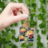 Art Deco Gele Lotus Sleutelhanger (Hand)