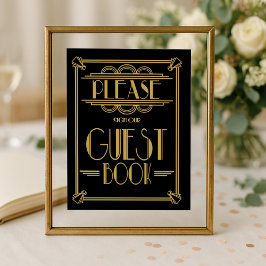 Art Deco Gelieve ons gastboek te tekenen trouwbord Poster