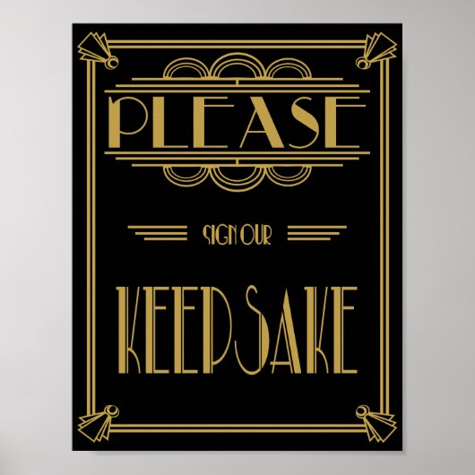 Art Deco Gelieve onze huwelijksdruk te ondertekene Poster (Voorkant)