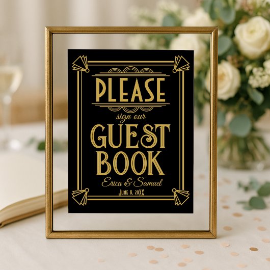 Art Deco Gelieve onze trouwborden in het gastenboe Poster