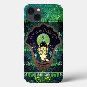 Art deco gemaskerde vrouw  groen zwart Case-Mate iPhone case