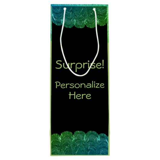 Art deco gemaskerde vrouw  verrassing groen zwart wijn cadeautas (Achterkant)