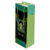 Art deco gemaskerde vrouw  verrassing groen zwart wijn cadeautas (Voorkant Gekanteld)