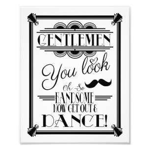 art deco, GENTLEMEN Bathroom-teken, trouwbord Foto Afdruk