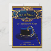 Art Deco Gentlemens Pet Cane Gold Navy Verjaardag Kaart (Voorkant)