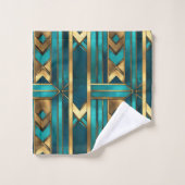 Art Deco Geometric Arrows, Gold and Turquoise Bad Handdoek (Wasdoekje)