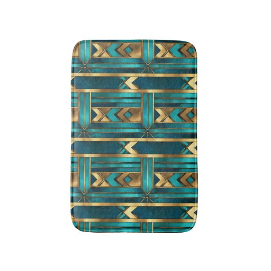 Art Deco Geometric Arrows, Gold and Turquoise Badmat (Voorkant Verticaal)