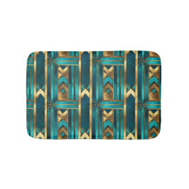 Art Deco Geometric Arrows, Gold and Turquoise Badmat