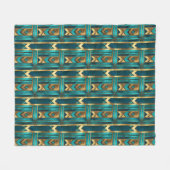 Art Deco Geometric Arrows, Gold and Turquoise Fleece Deken (Voorkant (Horizontaal))