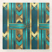 Art Deco Geometric Arrows, Gold and Turquoise Glazen Onderzetter (Voorkant)