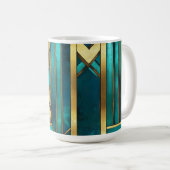 Art Deco Geometric Arrows, Gold and Turquoise Koffiemok (Voorkant rechts)
