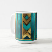 Art Deco Geometric Arrows, Gold and Turquoise Koffiemok (Voorkant links)