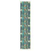 Art Deco Geometric Arrows, Gold and Turquoise Korte Tafelloper (Voorkant)