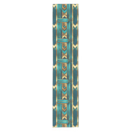 Art Deco Geometric Arrows, Gold and Turquoise Korte Tafelloper