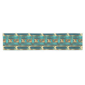 Art Deco Geometric Arrows, Gold and Turquoise Korte Tafelloper (Horizontaal)