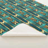 Art Deco Geometric Arrows, Gold and Turquoise Sherpa Deken (3/4)